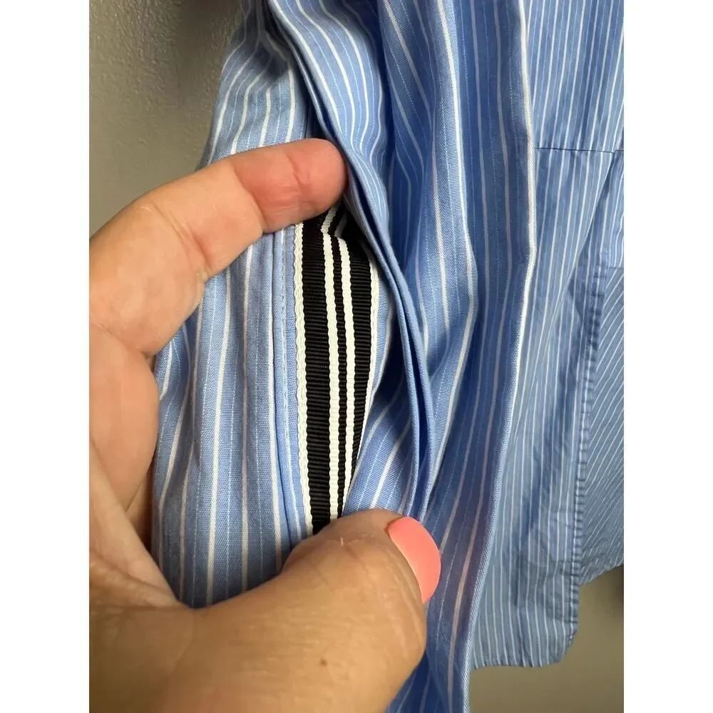 MISHA NONOO Blue Striped Button Down Shirt Sz. S - Picture 5 of 10
